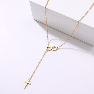 Long Pendant cross And Digital 8 Necklaces Pendants For Women  Simple Design Necklace Stylish Stainless Steel Jewelry