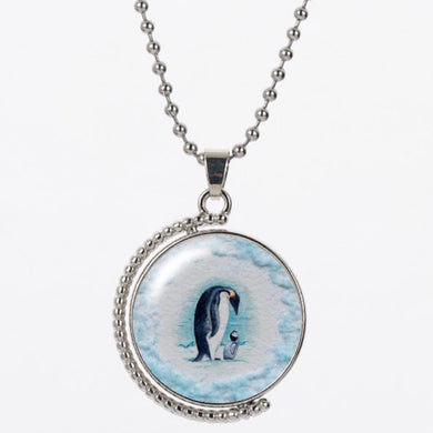 Collana CAN20 Materiale in resina modello Mother Penguin e collana in argento 925 misura 25 mm può essere con scatola o meno per le donne 