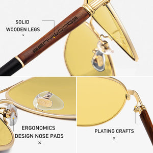 CAPONI 2022 Safety Driving Sunglasses Men Day And Night Vision Pochromic Sun Glsses For Business Man Wooden Frames BSYS409