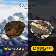 Load image into Gallery viewer, CAPONI 2022 Safety Driving Sunglasses Men Day And Night Vision Pochromic Sun Glsses For Business Man Wooden Frames BSYS409
