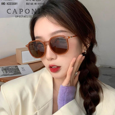 CAPONI 2023 Sunglasses For Women Decorative Trendy Vintage Eyewear UV Protect Polarized Sun Glasses Female CP21011