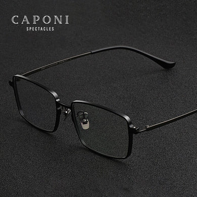 CAPONI Alloy Men's Eyeglasses Vintage Original Brand Design Frame Glasses Filter Blue Light Protection Optical Glasses JF9044