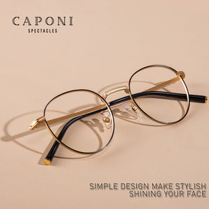 Anti Blue Light Glasses Women Titanium Frame Round Clear Computer Glasses Photochormic Optical Eyeglasses  New BF1820