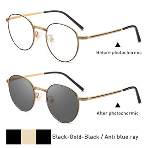 Anti Blue Light Glasses Women Titanium Frame Round Clear Computer Glasses Photochormic Optical Eyeglasses  New BF1820