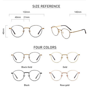 Anti Blue Light Glasses Women Titanium Frame Round Clear Computer Glasses Photochormic Optical Eyeglasses  New BF1820