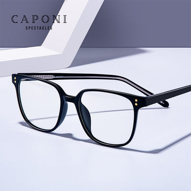 CAPONI Blue Light Glasses Computer Eyeglasses Frames For Men Anti Blue Ray Clear Glass Transparent Frame Eyewear JF1922