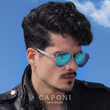 Load image into Gallery viewer, CAPONI Blue Mirror Sunglasses For Men 100% Polarized Pilot Driving Men&#39;s Sun Glasses UV Ray Cut 2023 Blue Shades CP3110