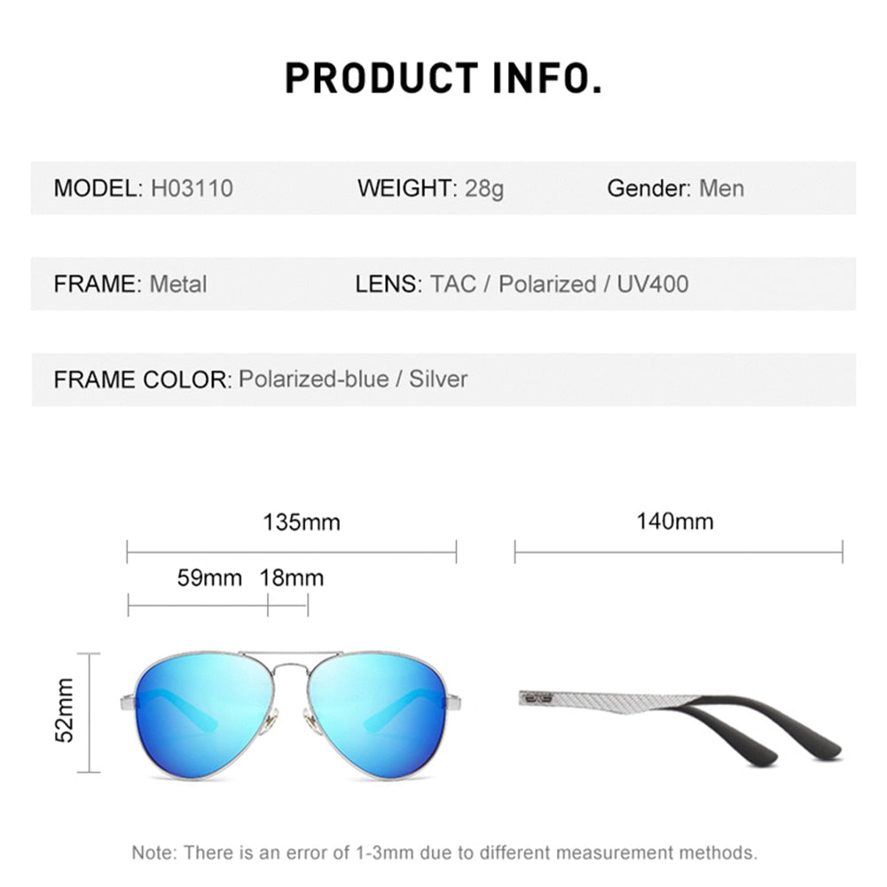CAPONI Blue Mirror Sunglasses For Men 100% Polarized Pilot Driving Men –  Cinily