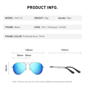 CAPONI Blue Mirror Sunglasses For Men 100% Polarized Pilot Driving Men's Sun Glasses UV Ray Cut 2023 Blue Shades CP3110