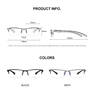 CAPONI Men Business Eyewear Square Metal Frame Glasses Soft TR-90 Arms Blue Light Blocking Computer Eyeglasses For Male JF6103