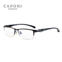 Load image into Gallery viewer, CAPONI Men Business Eyewear Square Metal Frame Glasses Soft TR-90 Arms Blue Light Blocking Computer Eyeglasses For Male JF6103