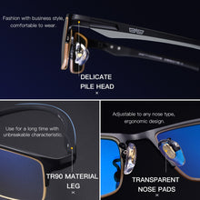 Load image into Gallery viewer, CAPONI Men Business Eyewear Square Metal Frame Glasses Soft TR-90 Arms Blue Light Blocking Computer Eyeglasses For Male JF6103
