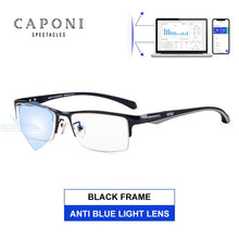 Load image into Gallery viewer, CAPONI Men Business Eyewear Square Metal Frame Glasses Soft TR-90 Arms Blue Light Blocking Computer Eyeglasses For Male JF6103