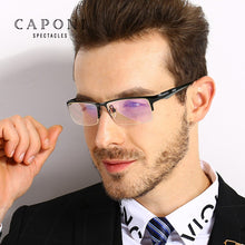 Load image into Gallery viewer, CAPONI Men Business Eyewear Square Metal Frame Glasses Soft TR-90 Arms Blue Light Blocking Computer Eyeglasses For Male JF6103