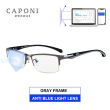 Load image into Gallery viewer, CAPONI Men Business Eyewear Square Metal Frame Glasses Soft TR-90 Arms Blue Light Blocking Computer Eyeglasses For Male JF6103