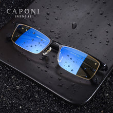 Load image into Gallery viewer, CAPONI Men Business Eyewear Square Metal Frame Glasses Soft TR-90 Arms Blue Light Blocking Computer Eyeglasses For Male JF6103