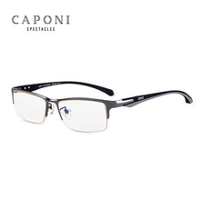 Load image into Gallery viewer, CAPONI Men Business Eyewear Square Metal Frame Glasses Soft TR-90 Arms Blue Light Blocking Computer Eyeglasses For Male JF6103