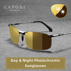 CAPONI Night Vision Sunglasses Polarized Pochromic Sun Glasses For Men Oculos Yellow Driving Glasses gafas de sol BSYS3066