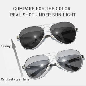CAPONI Pilot Men Sunglasses Photochromic Polarized  Men's Sun Glasses Double Bridge Brand Design Carbon Fiber Arm Eyewear BS3110