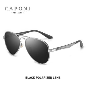 CAPONI Pilot Men Sunglasses Photochromic Polarized  Men's Sun Glasses Double Bridge Brand Design Carbon Fiber Arm Eyewear BS3110