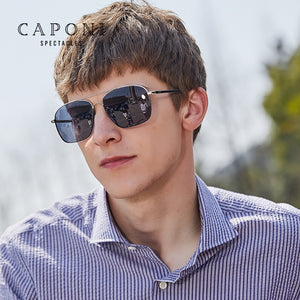 CAPONI Polarized Square Sunglasses Men Classic Brand Designer Eyewear Vintage  Pochromic Sun Glasses Day Night BS8174