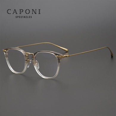 CAPONI Pure Titanium Eyeglasses For Men Vintage Design Frame Glasses Support Customized Prescription Optical Men's Glasses J5307