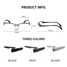 Load image into Gallery viewer, CAPONI Pure Titanium Glasses Frame Square Semi-Rimless Business Eyeglasses Optical Computer Prescription Eyewear For Men J1107