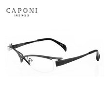 Load image into Gallery viewer, CAPONI Pure Titanium Glasses Frame Square Semi-Rimless Business Eyeglasses Optical Computer Prescription Eyewear For Men J1107