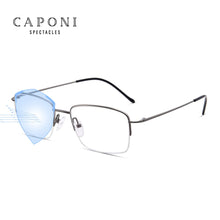 Load image into Gallery viewer, CAPONI Pure Titanium Men Optical Glasses Classic Square Semi-Rimless Frame Glasses Anti Blue Ray Protection Eye Glasses JF16049