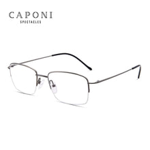 Load image into Gallery viewer, CAPONI Pure Titanium Men Optical Glasses Classic Square Semi-Rimless Frame Glasses Anti Blue Ray Protection Eye Glasses JF16049