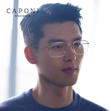 Load image into Gallery viewer, CAPONI Pure Titanium Men Optical Glasses Classic Square Semi-Rimless Frame Glasses Anti Blue Ray Protection Eye Glasses JF16049