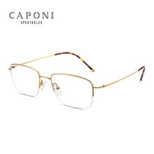 Load image into Gallery viewer, CAPONI Pure Titanium Men Optical Glasses Classic Square Semi-Rimless Frame Glasses Anti Blue Ray Protection Eye Glasses JF16049
