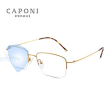 Load image into Gallery viewer, CAPONI Pure Titanium Men Optical Glasses Classic Square Semi-Rimless Frame Glasses Anti Blue Ray Protection Eye Glasses JF16049