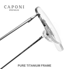 Load image into Gallery viewer, CAPONI Pure Titanium Men Optical Glasses Classic Square Semi-Rimless Frame Glasses Anti Blue Ray Protection Eye Glasses JF16049