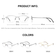 Load image into Gallery viewer, CAPONI Pure Titanium Men Optical Glasses Classic Square Semi-Rimless Frame Glasses Anti Blue Ray Protection Eye Glasses JF16049