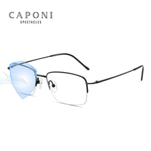 Load image into Gallery viewer, CAPONI Pure Titanium Men Optical Glasses Classic Square Semi-Rimless Frame Glasses Anti Blue Ray Protection Eye Glasses JF16049