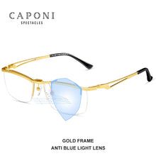Load image into Gallery viewer, CAPONI Pure Titanium Men&#39;s Eyeglasses  Fliped Up Square Frame Glasses Blue Light Blocking Optical Glasses JF11489