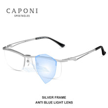 Load image into Gallery viewer, CAPONI Pure Titanium Men&#39;s Eyeglasses  Fliped Up Square Frame Glasses Blue Light Blocking Optical Glasses JF11489