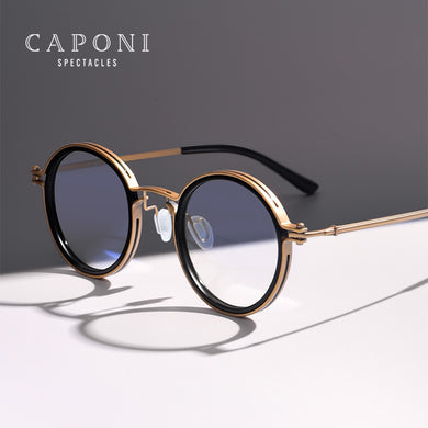 CAPONI Pure Titanium Men's Glasses Frame Popular Retro Round Eye Frames Support Customized Prescription Optical Glasses F0042