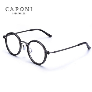 CAPONI Pure Titanium Men's Glasses Frame Popular Retro Round Eye Frames Support Customized Prescription Optical Glasses F0042