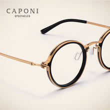 Carica l&#39;immagine nel visualizzatore di Gallery, CAPONI Pure Titanium Men&#39;s Glasses Frame Popular Retro Round Eye Frames Support Customized Prescription Optical Glasses F0042
