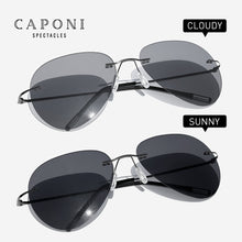 Load image into Gallery viewer, CAPONI Rimless Avation Sun Glasses For Men Discoloration Driving Fishing Polarized Sunglasses Light Weight Shades Male BS7466