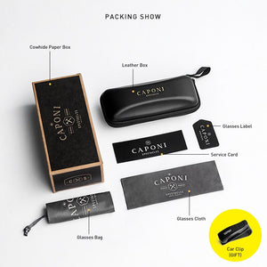 CAPONI Rimless Avation Sun Glasses For Men Discoloration Driving Fishing Polarized Sunglasses Light Weight Shades Male BS7466