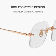 Load image into Gallery viewer, CAPONI Rimless Eyeglasses Pure Titanium Women Glasses Frame Trend Photochromic Filter Blue Ray Computer Glasses BF31429