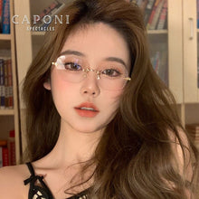 Load image into Gallery viewer, CAPONI Rimless Eyeglasses Pure Titanium Women Glasses Frame Trend Photochromic Filter Blue Ray Computer Glasses BF31429