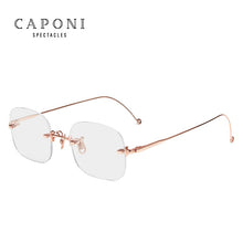 Load image into Gallery viewer, CAPONI Rimless Eyeglasses Pure Titanium Women Glasses Frame Trend Photochromic Filter Blue Ray Computer Glasses BF31429