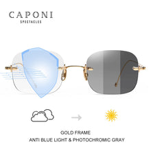Load image into Gallery viewer, CAPONI Rimless Eyeglasses Pure Titanium Women Glasses Frame Trend Photochromic Filter Blue Ray Computer Glasses BF31429