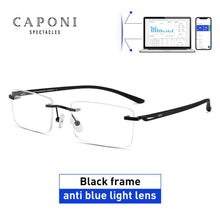 Load image into Gallery viewer, CAPONI Rimless Glasses Frame Men Clear Computer Eyeglasses TR-90 Material Frame Anti Harmful Blue Light Glasses For Male JF9228