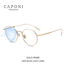 Load image into Gallery viewer, CAPONI Round Men&#39;s Glasses Frame Half Titanium Eyeglasses Blue Light Blocking Computer Glasses 2022  Eyewear oculos JF3228