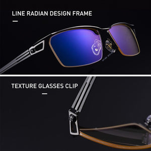 CAPONI Semi-rimless Titanium Frame Glasses Men Business Leisure Style Eyewear For Male Light Square Computer Eyeglasses J15003